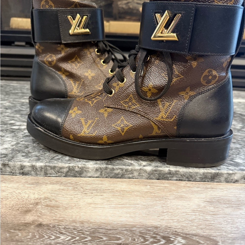 Louis Vuitton Black and Brown Monogram Boots